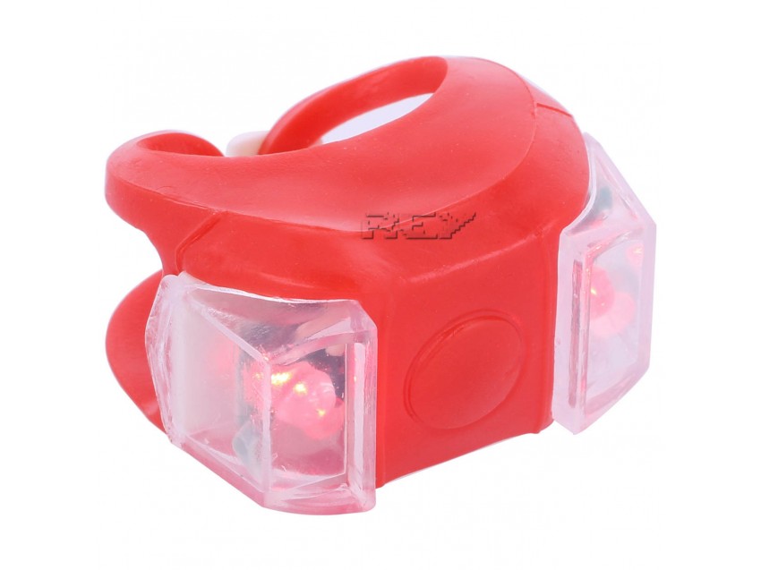 Luz Bici Silicona Roja con 2 LED Color Rojas con 3 Tipos de Señalización