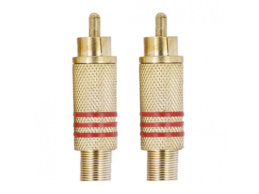 2X Conectores RCA Rojo Metalicos Oro sin Soldadura Entrada Flexible de Muelle