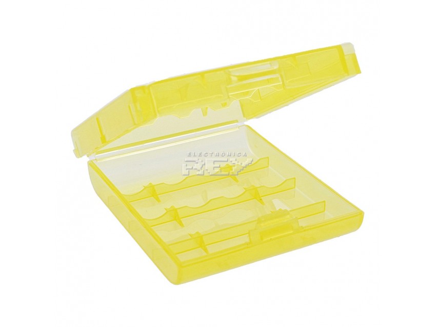 Caja Almacenado Blister Plástico Estuche Amarillo Pilas AA