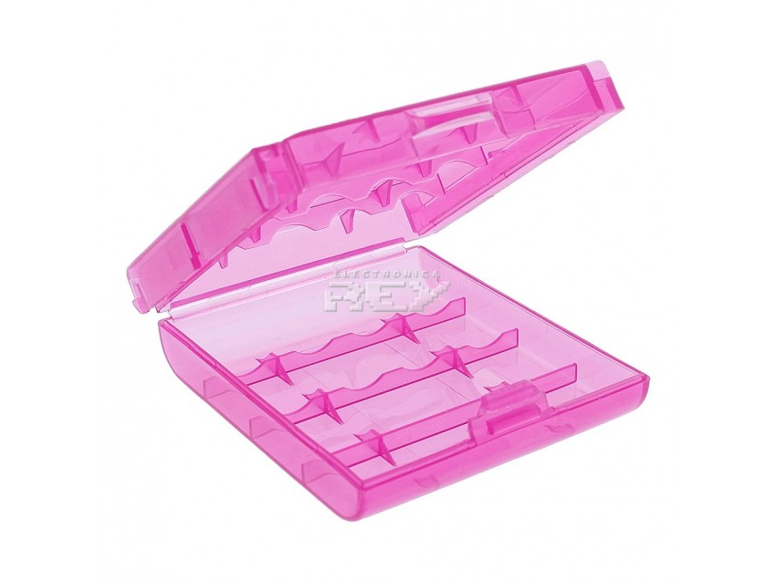 Caja Almacenado Blister Plástico Estuche Rosa Pilas AA