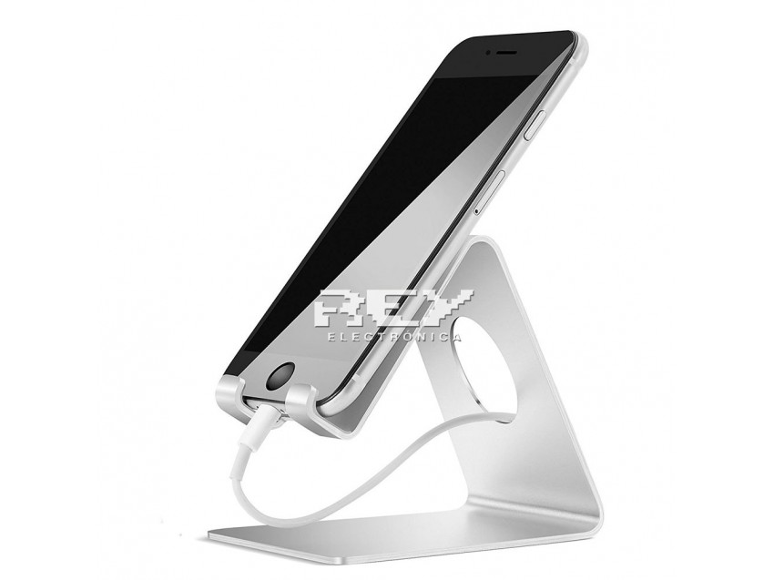 Soporte Mesa Aluminio Móvil Tablet Teléfono Ancho Plata