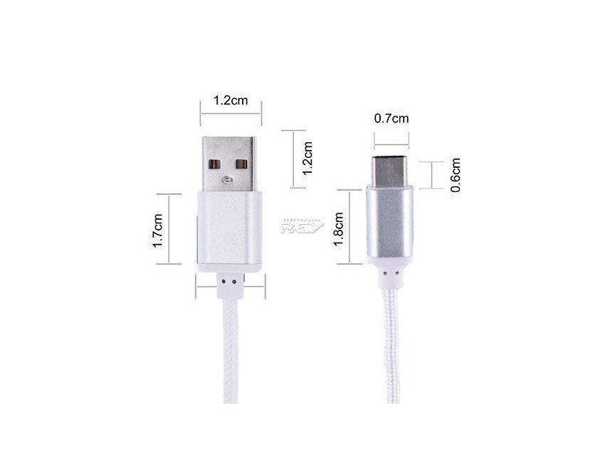 Cable Nylon Trenzado USB 1.0 a USB 3.1 C 3 Metros Macho - Macho Niquelado