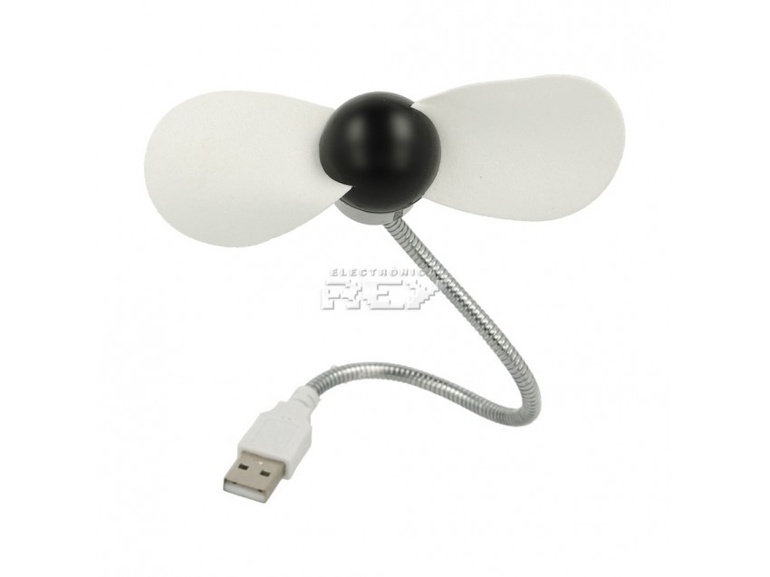 Mini Ventilador USB Blanco Cable Flexible 17 cm