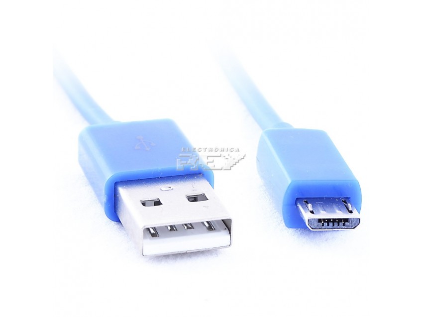 Cable MICRO USB a USB Azul Carga Transferencia Datos 10 cm