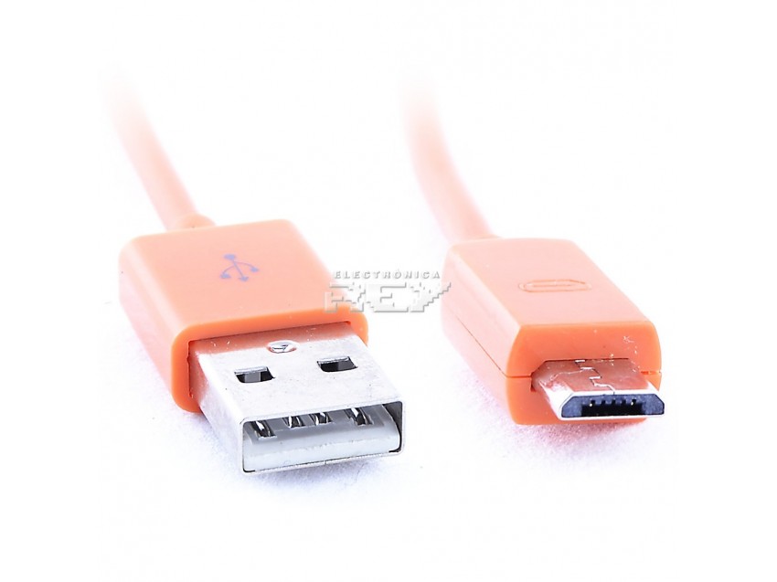 Cable MICRO USB a USB Naranja Carga Transferencia Datos 10 cm