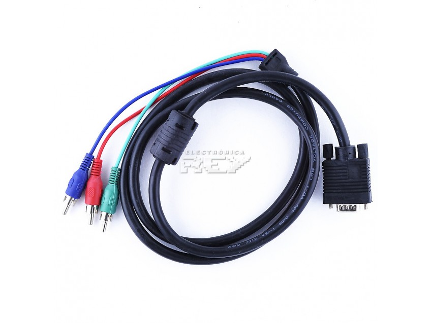 CABLE Adaptador VGA a 3 RCA RGB 1,5 metros M Audio Vídeo Stereo