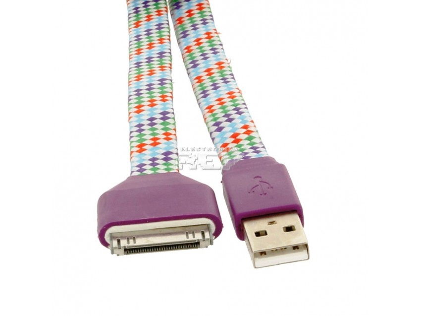 Cable USB a DOCK Cargador y Datos iPod,iPhone,iPad Color LILA Multicolor