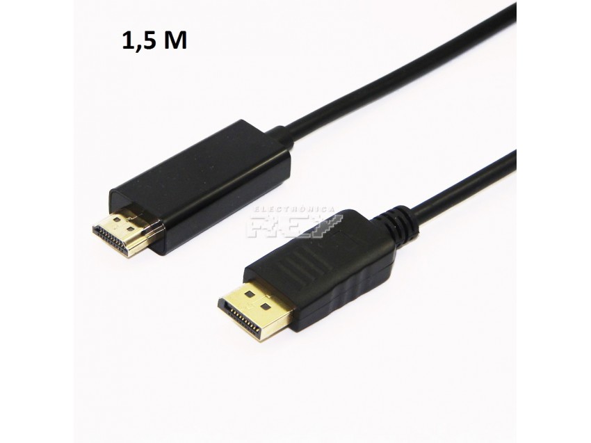 Cable DP (Displayport) Macho a HDMI Macho 4K Full HD 1,5 Metros Negro