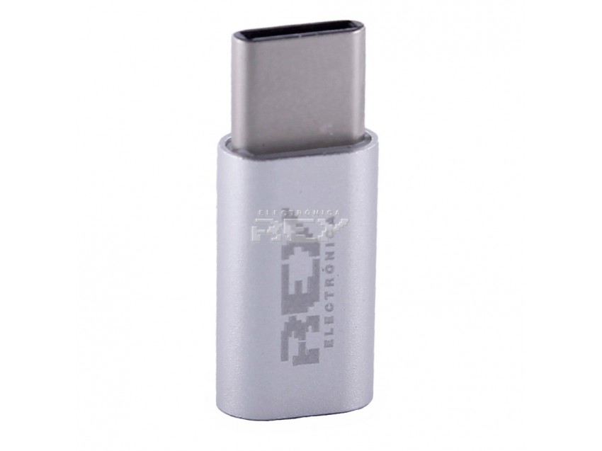 Adaptador-Conversor Micro USB Hembra a USB Tipo "C" Macho Plata