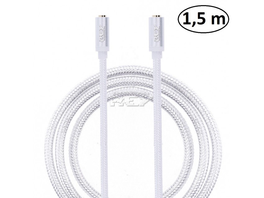 Cable Audio Trenzado Nylón JACK hembra a JACK Hembra 1,5 metros
