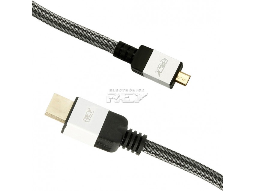 Cable Trenzado HDMI Macho a MICRO HDMI Macho Conectores Bañados Oro 2 m
