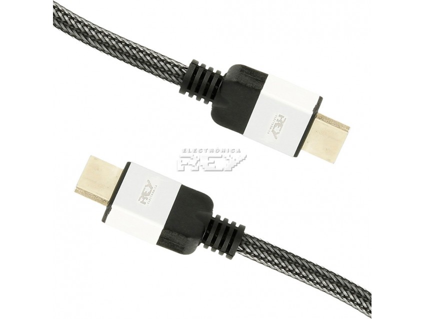 Cable Nylón Trenzado HDMI Macho a Macho Conectores Bañados Oro 2 metros.