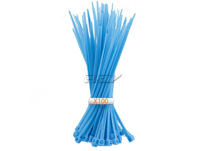 Paquete Bridas Cables Alta Calidad Nailon Multiusos 3,6x200mm 100 Piezas AZULES