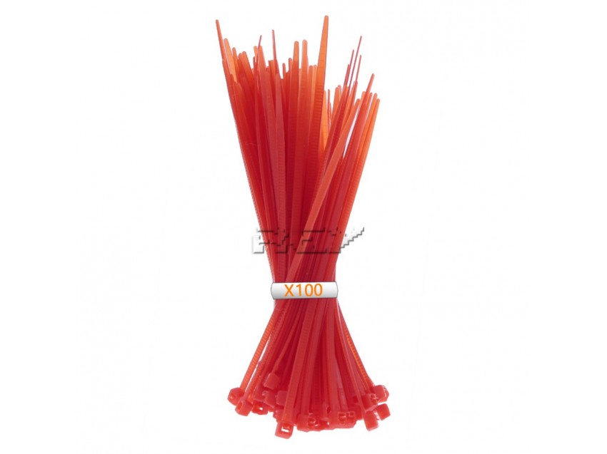 Paquete Bridas Cables Alta Calidad Nailon Multiusos 2,5x100mm 100 Piezas ROJAS