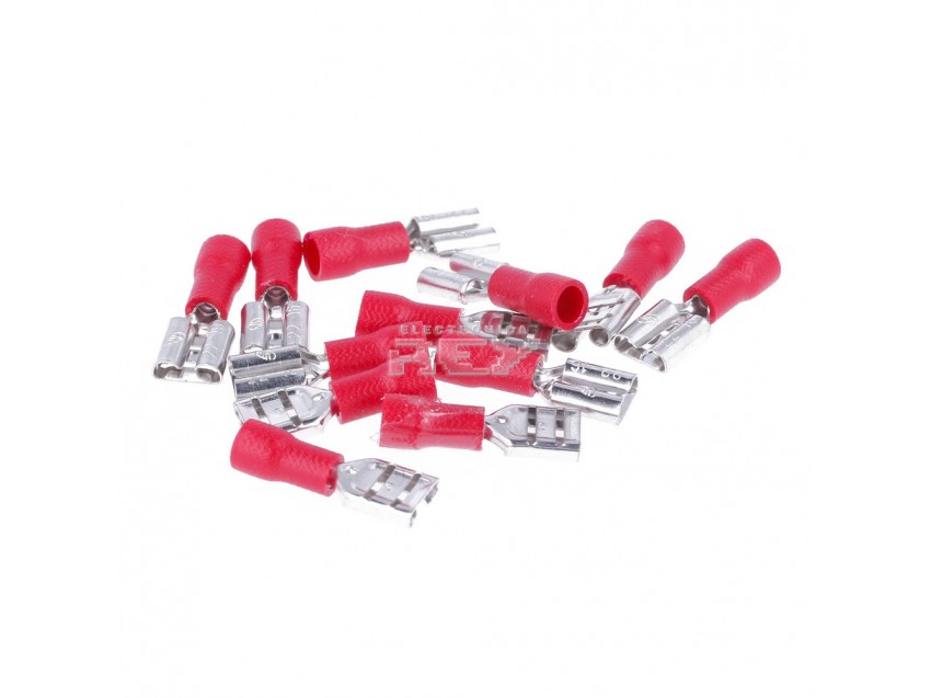 100x Terminal Faston Hembra 4,8mm (22-16) Aislante Color Rojo