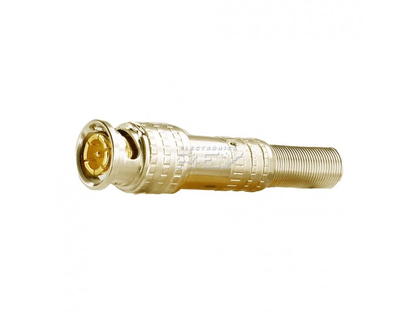 Conector Macho Dorado RF Coaxial tipo BNC Muelle Sodadura CCTV