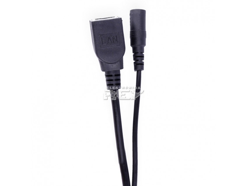 Cable Conector IP Hembra RJ45 8 Pin Cámara DC Jack 5,5 mm Hembra CCTV Negro