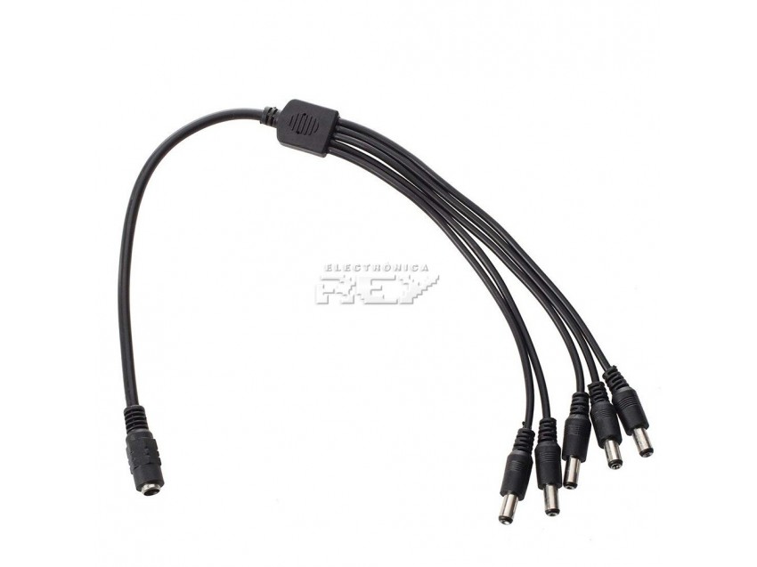 Cable Divisor Corriente DC CCTV 1 Hembra a 5 Machos 5,5 x 2,5 mm