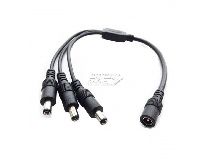 Cable Divisor Corriente DC CCTV 1 Hembra a 3 Machos 5,5 x 2,1 mm