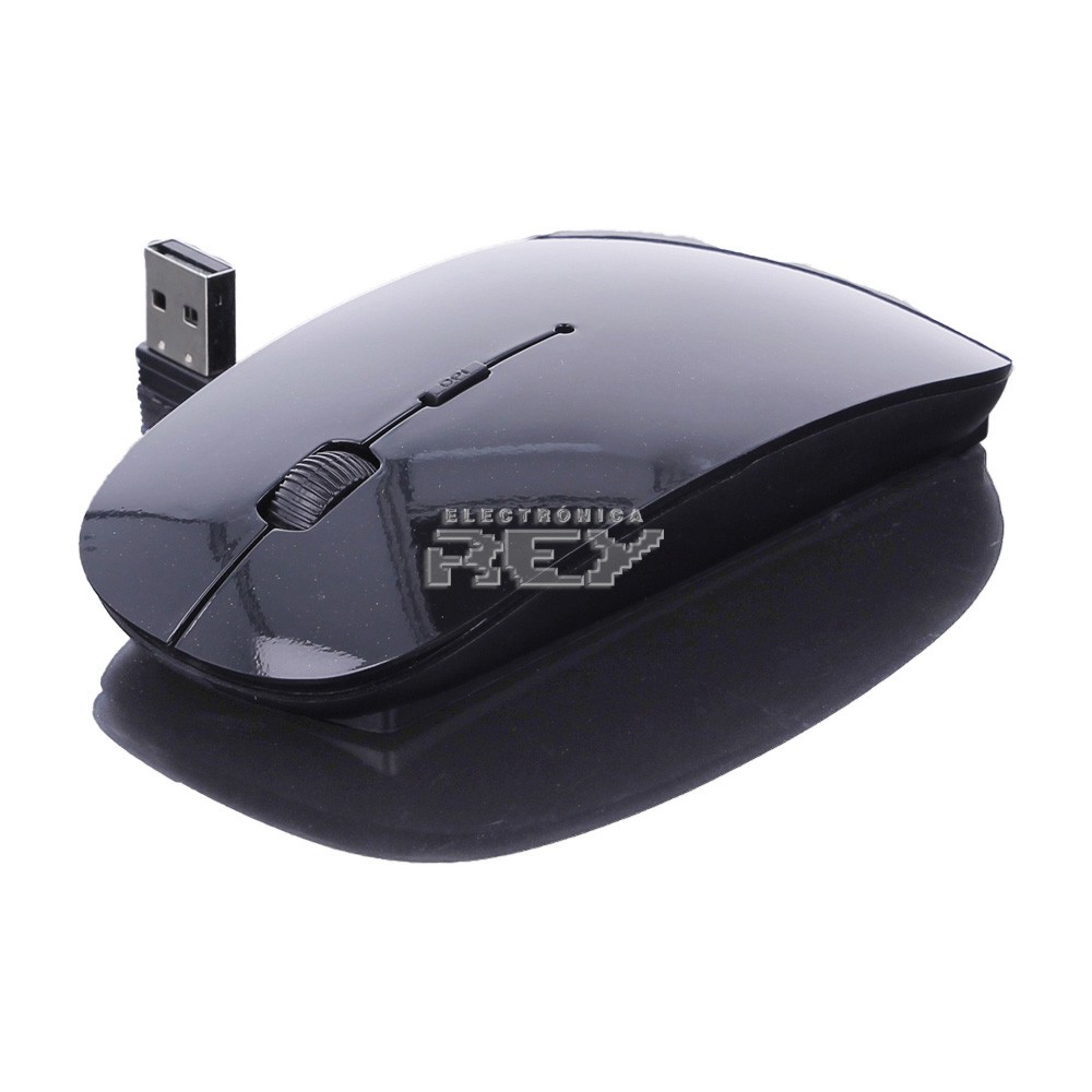 Ratón Mouse Inalámbrico sin Cables Extraplano Diseño MAC Negro Brillo