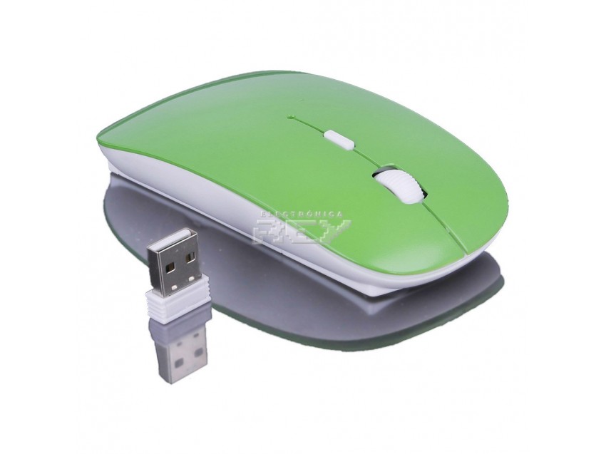 Ratón Mouse Inalámbrico sin Cables Extraplano Diseño MAC Verde-Blanco