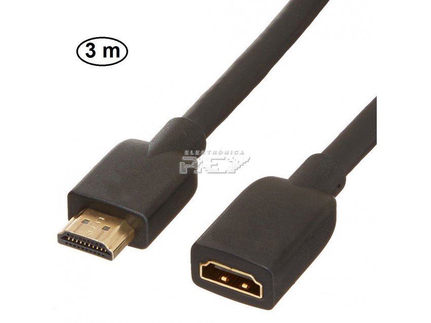Cable HDMI Macho Hembra 3 M 1.4 Ethernet XBOX PS3 DVD Proyector Negro