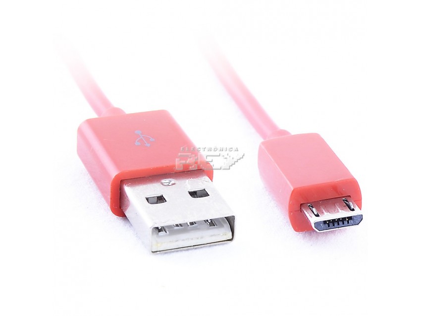 Cable MICRO USB a USB Rojo Carga Transferencia Datos 10 cm