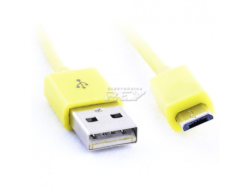 Cable Micro USB- USB 10 cm Carga Sincronización Ordenador Portátil Amarillo