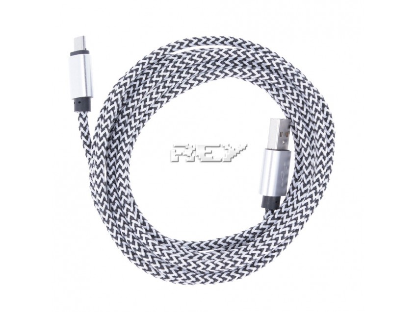 Cable USB Macho a MicroUSB Macho Nailon Trenzado Negro - Blanco 3 metros