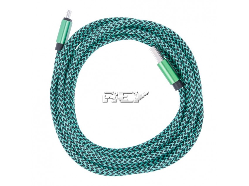 Cable USB Macho a MicroUSB Macho Nailon Trenzado Negro - Verde 3 metros