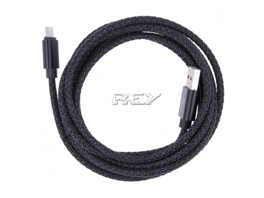 Cable USB Macho a MicroUSB Macho Nailon Trenzado Negro - Gris 2 metros
