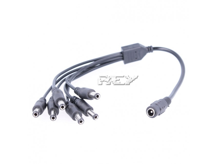 Cable Divisor Corriente DC CCTV 1 Hembra a 6 Machos 5,5 x 2,1 mm