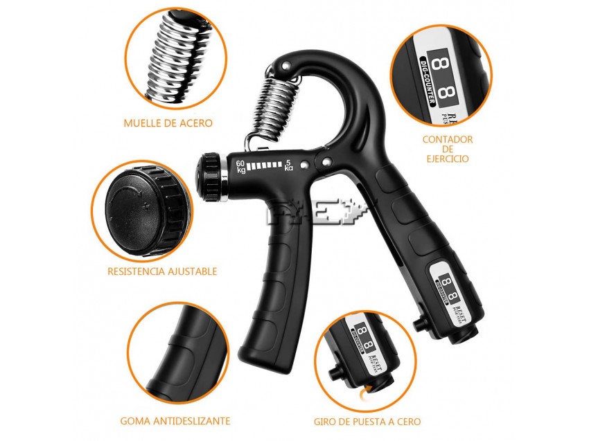 Set Hand Grip Empuñadura Fortalecedor Agarre Manos Negro