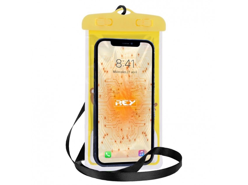 Funda Impermeable Teléfono Móvil Resistente Agua Acuática Amarilla