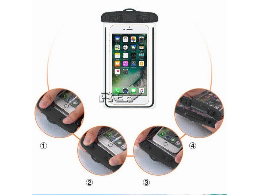 Funda Impermeable Teléfono Móvil Resistente Agua Acuática Negra