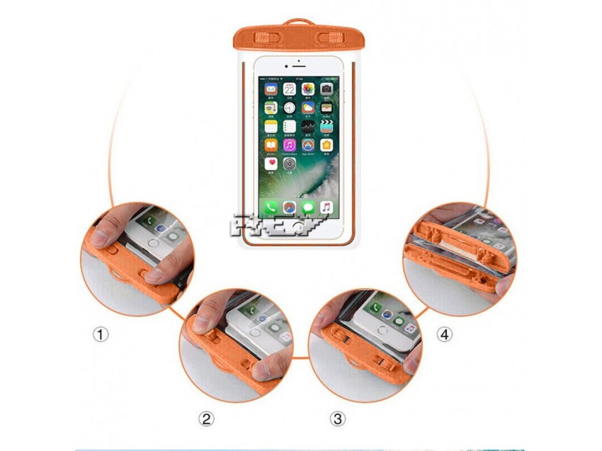 Funda Impermeable Teléfono Móvil Resistente Agua Acuática Naranja