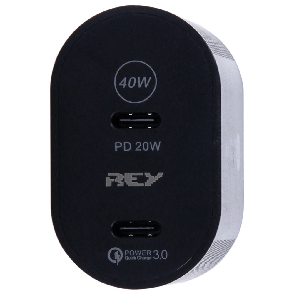 Cargador Pared Doble Puerto USB Tipo C Carga Rápida 40W Negro