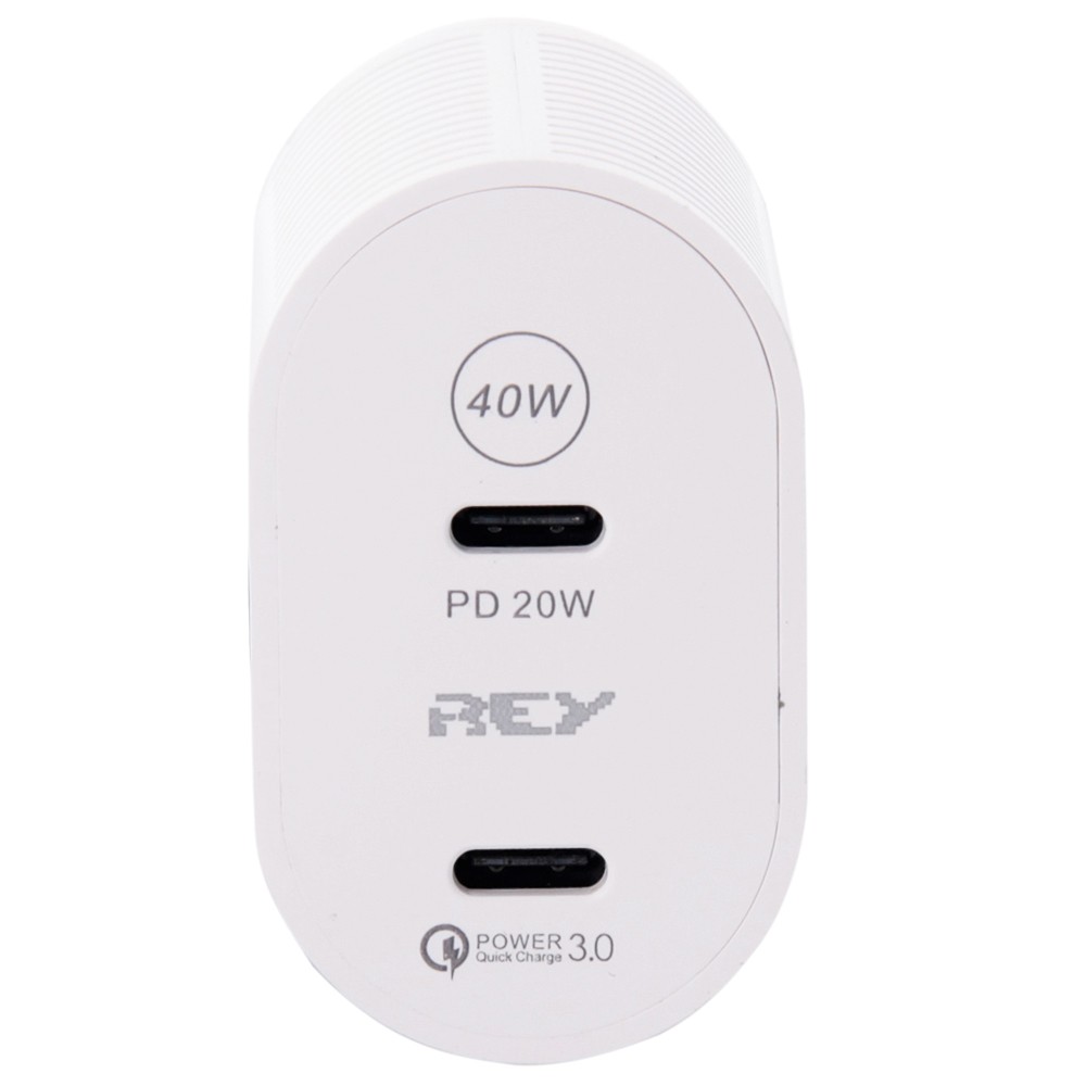 Cargador Pared Doble Puerto USB Tipo C Carga Rápida 40W Blanco