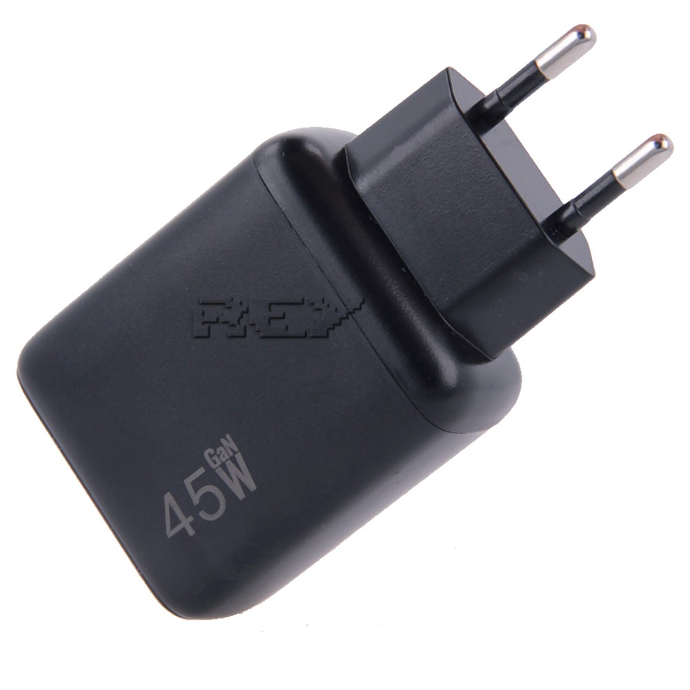 Cargador Pared Doble USB y USB Tipo C Carga Rápida hasta 45W Negro