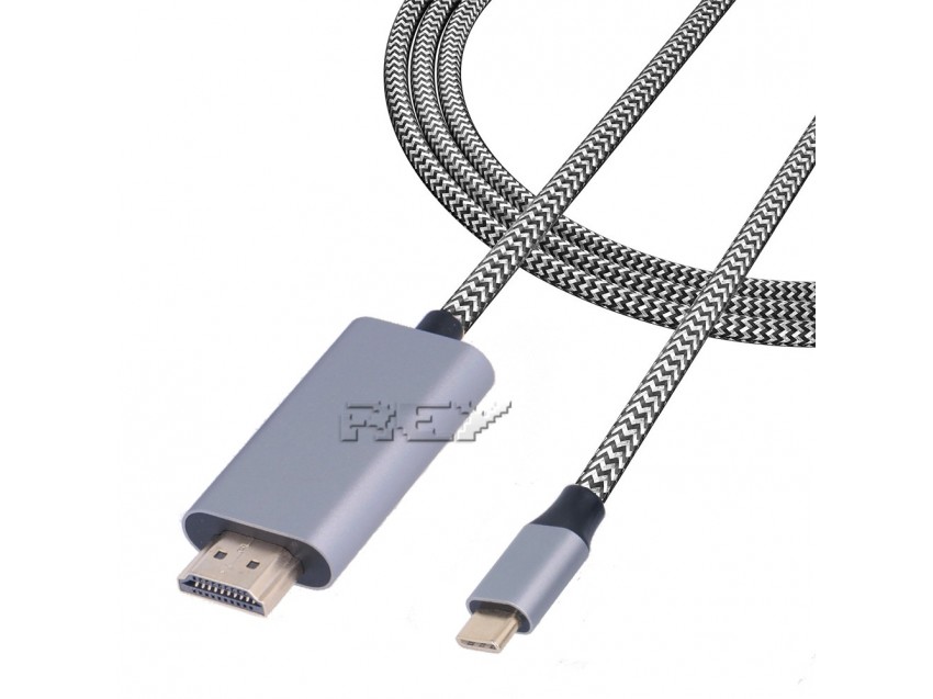 Cable Nylón Trenzado HDMI Macho a USB Tipo C 4K 1,8M