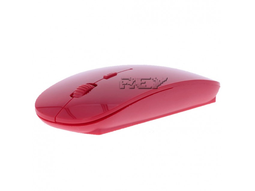Ratón Mouse Inalámbrico sin Cables Extraplano Diseño MAC Rojo