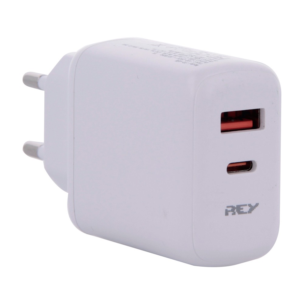Cargador Pared Doble USB y USB Tipo C Carga Rápida hasta 45W Blanco