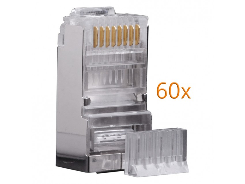 60x Fichas Conectores Ethernet RJ45 Blindados Red Revestimiento Metálico