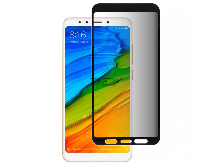 Protector Anti Espía Con Marco Negro XIAOMI REDMI 5 PLUS Cristal Templado