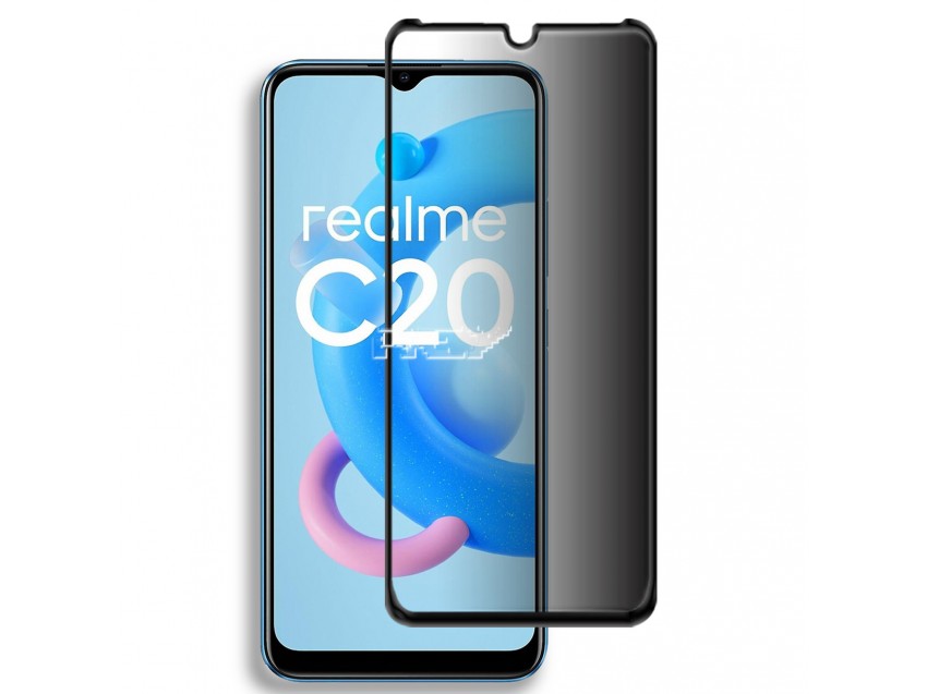 Protector Anti Espía Con Borde Negro OPPO REALME C20A Cristal Templado